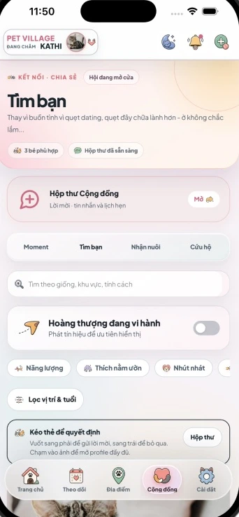 Ảnh chụp thật tab Tìm bạn PetVillage