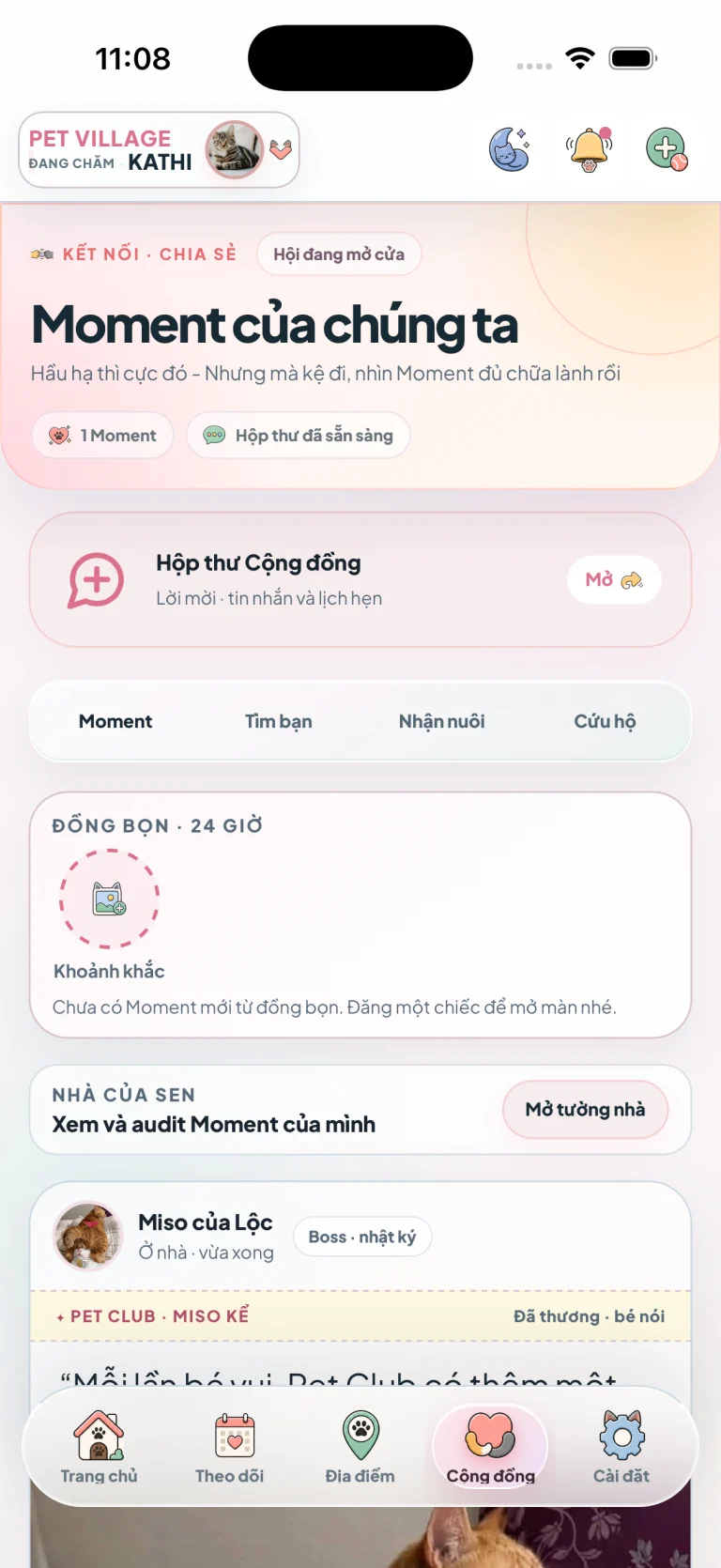 Ảnh chụp thật tab Moment PetVillage